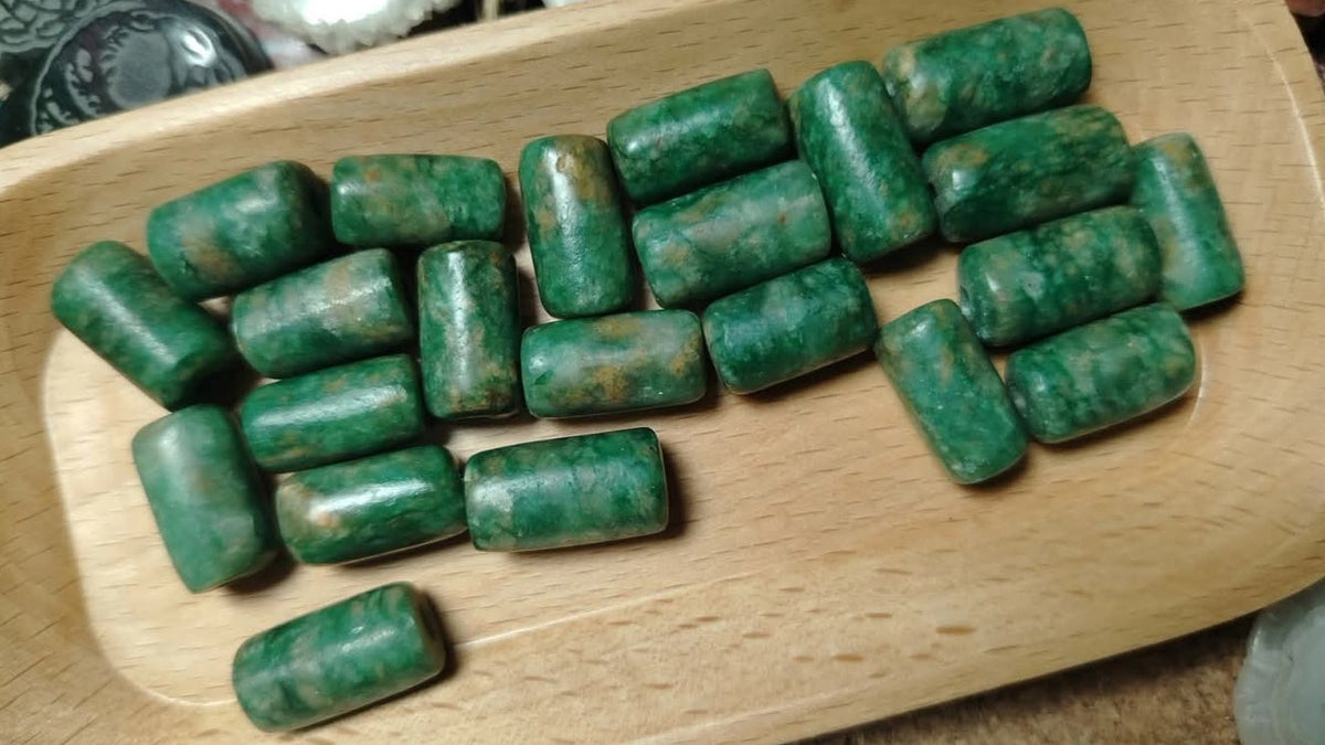 x10 Guatemalan Jade Tube Beads | Rare Guatemalita Jadeite | Mayan Pre-Columbian Jewelry supplies