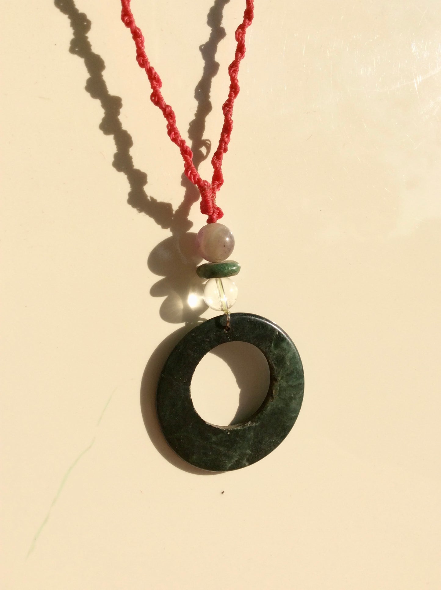 Hoop Stone Pendant - Guatemalan Jade style - Serpentine Stone