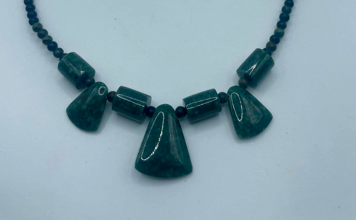 Authentic Guatemalan Jade Pendant Necklace with Green Jaspe beads - Mayan Mexican Jewelry gemstones