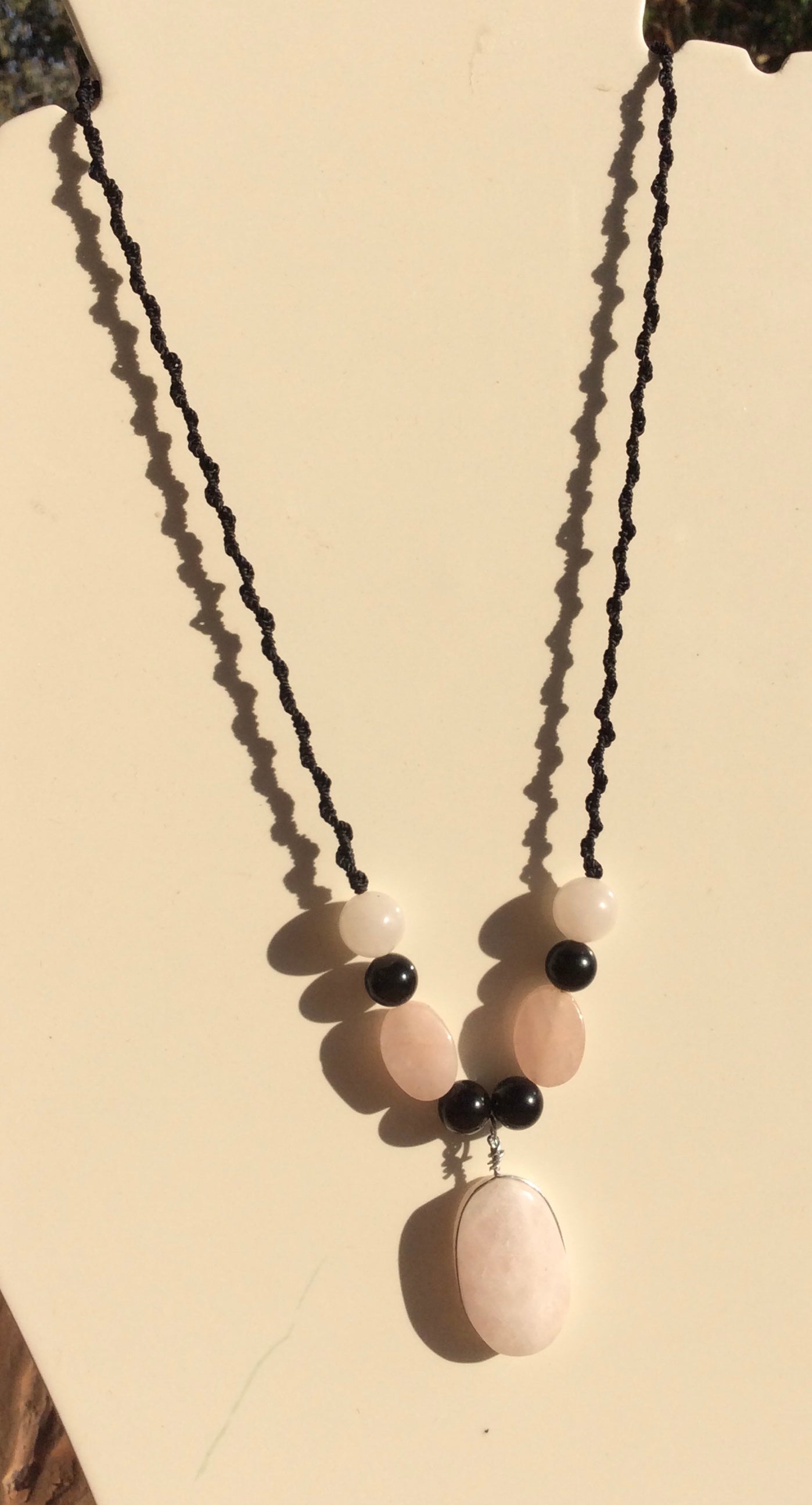 Rose Quartz & Obsidian Balance Necklace: A Blend of Love Energy and Protective Strength
 - Jewelry for Women - Handmade Gift for her