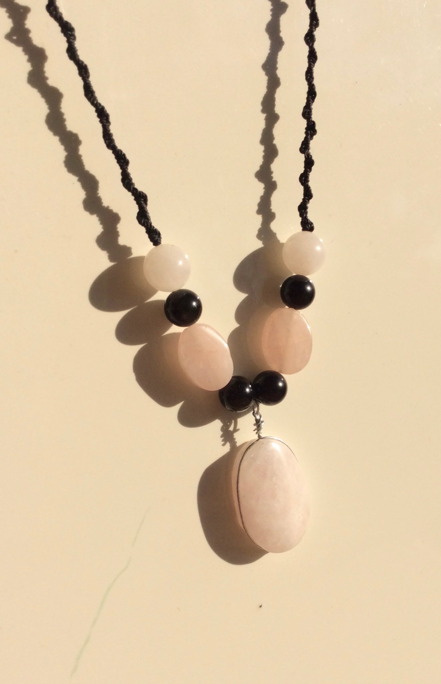 Rose Quartz & Obsidian Balance Necklace: A Blend of Love Energy and Protective Strength
 - Jewelry for Women - Handmade Gift for her