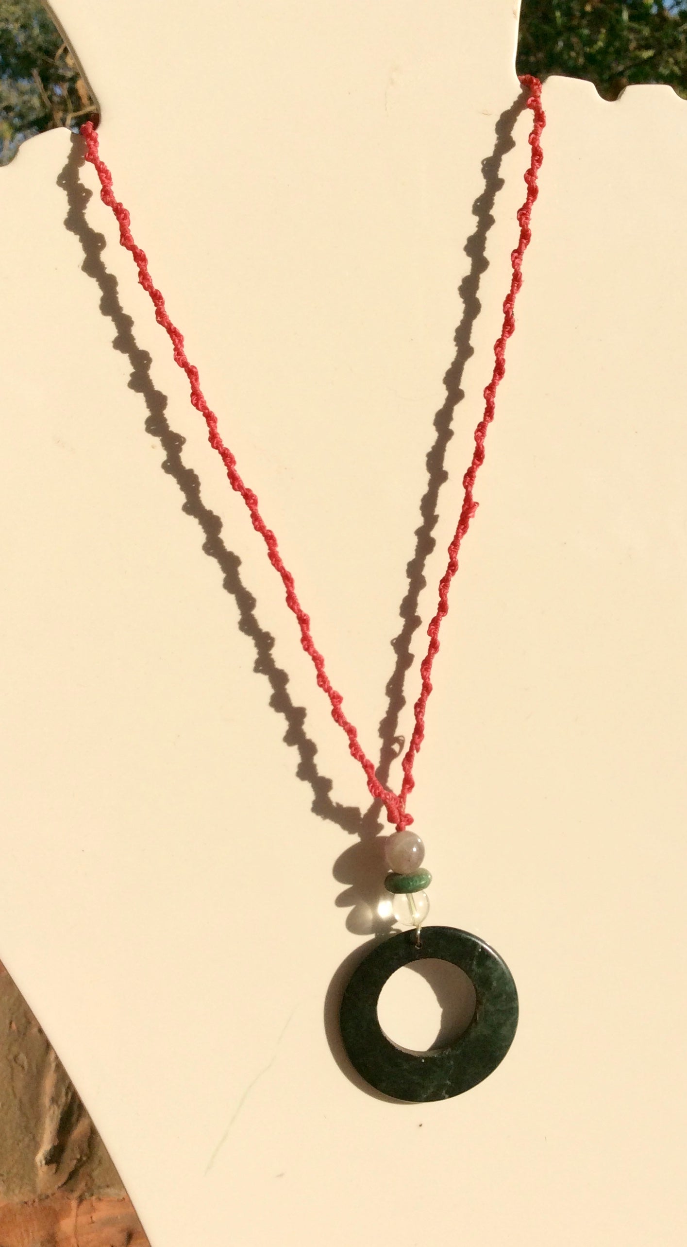 Hoop Stone Pendant - Guatemalan Jade style - Serpentine Stone