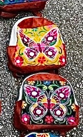 Flowers of Mexico : Embroidered mini backpack Handmade Bag Butterfly 