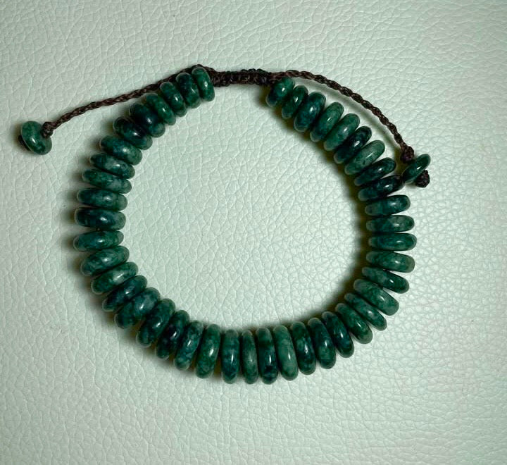 Guatemalan Jade Jaguar Bracelet - Guatemalita beads - Mayan Mexican Jewelry