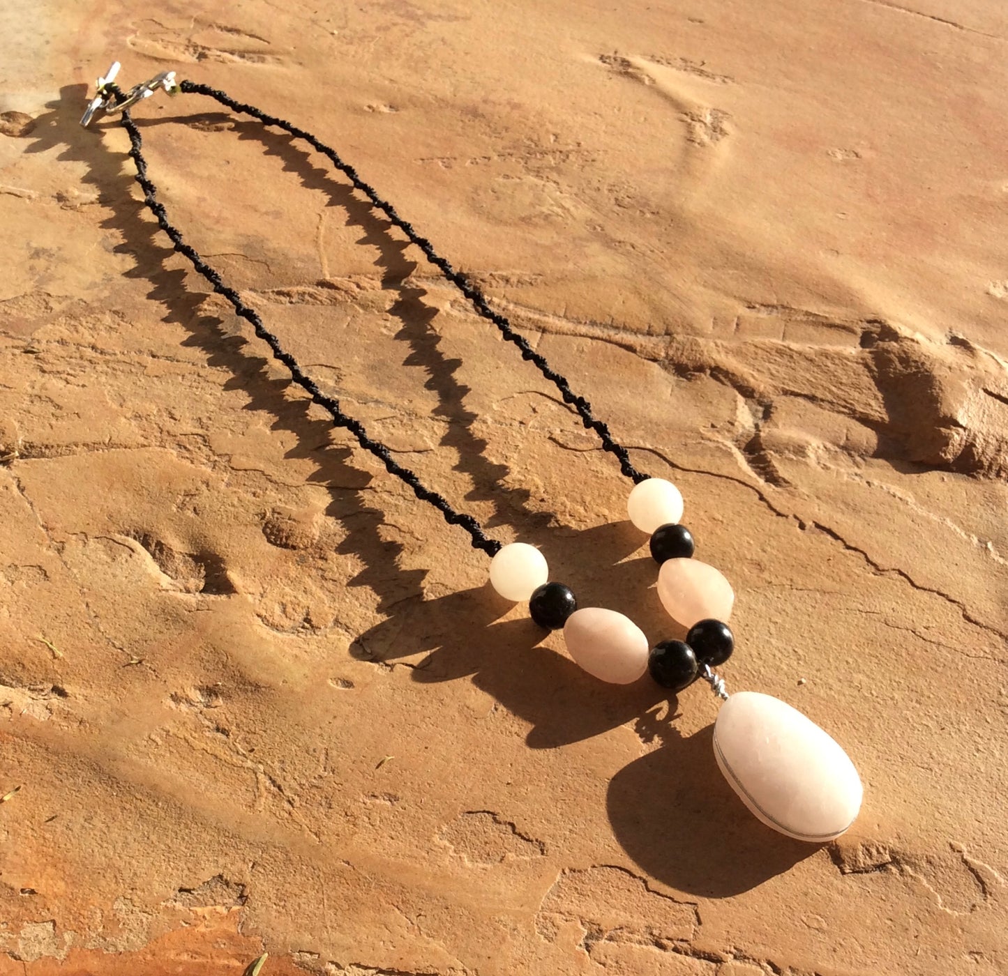 Rose Quartz & Obsidian Balance Necklace: A Blend of Love Energy and Protective Strength
 - Jewelry for Women - Handmade Gift for her