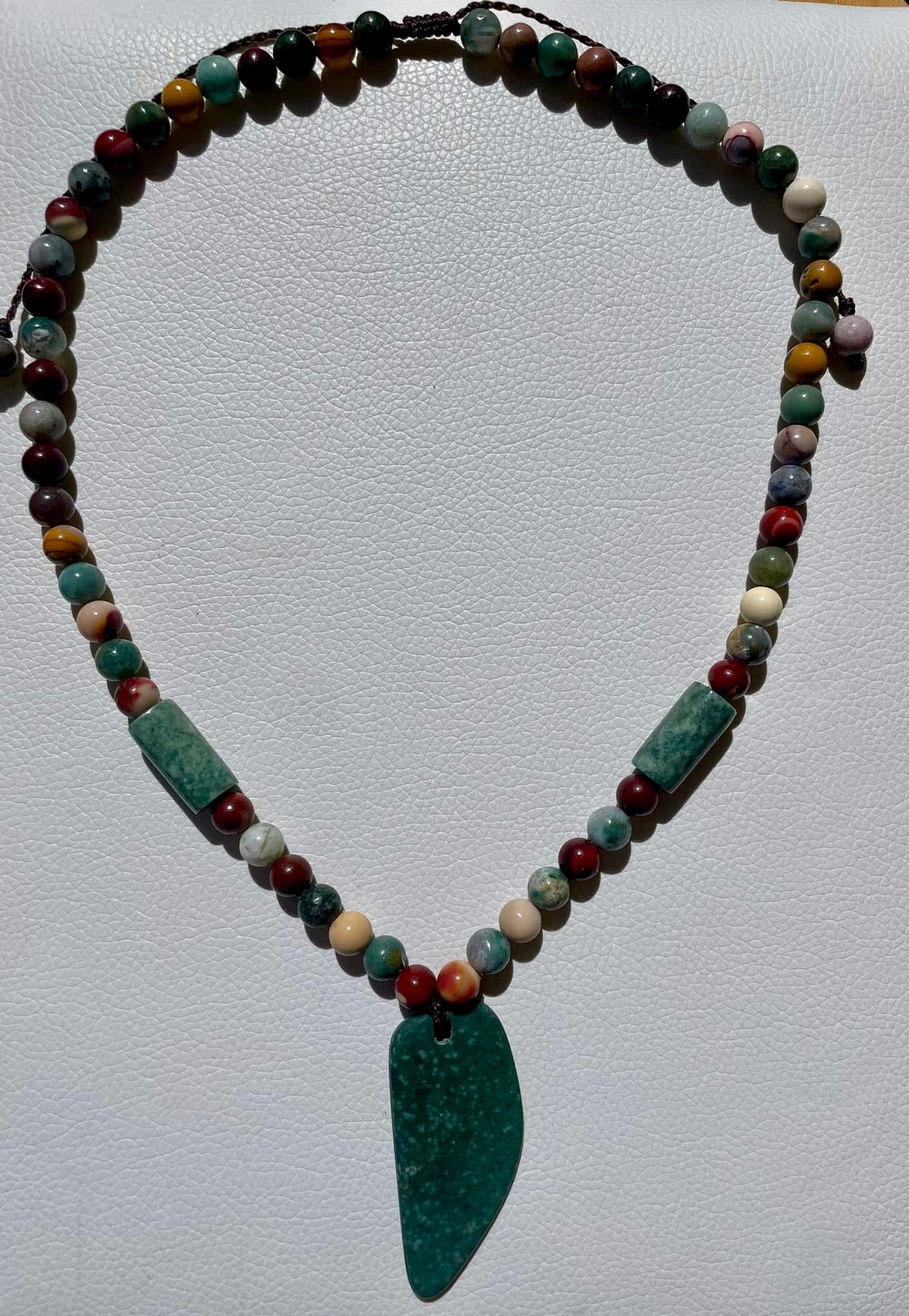 Authentic Guatemalan Jade Pendant Necklace with Agate beads and guatemalan jade tubes - Mayan Handmade Jewelry