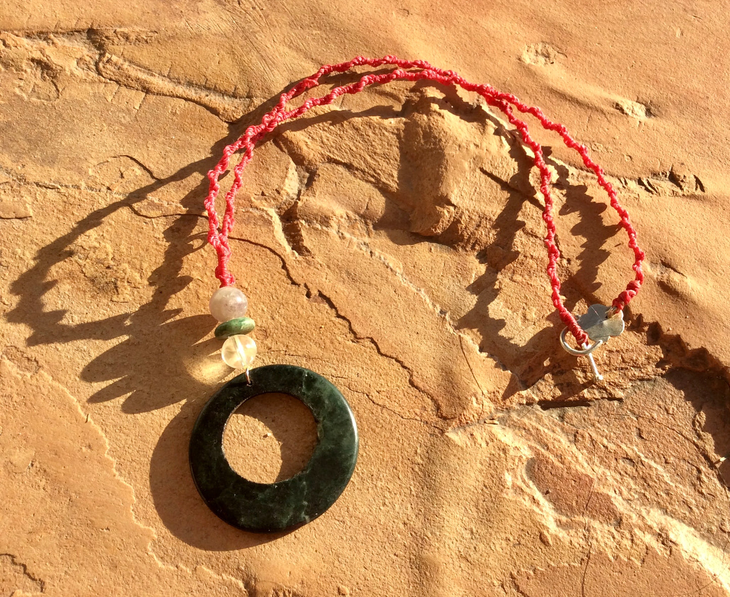 Hoop Stone Pendant - Guatemalan Jade style - Serpentine Stone