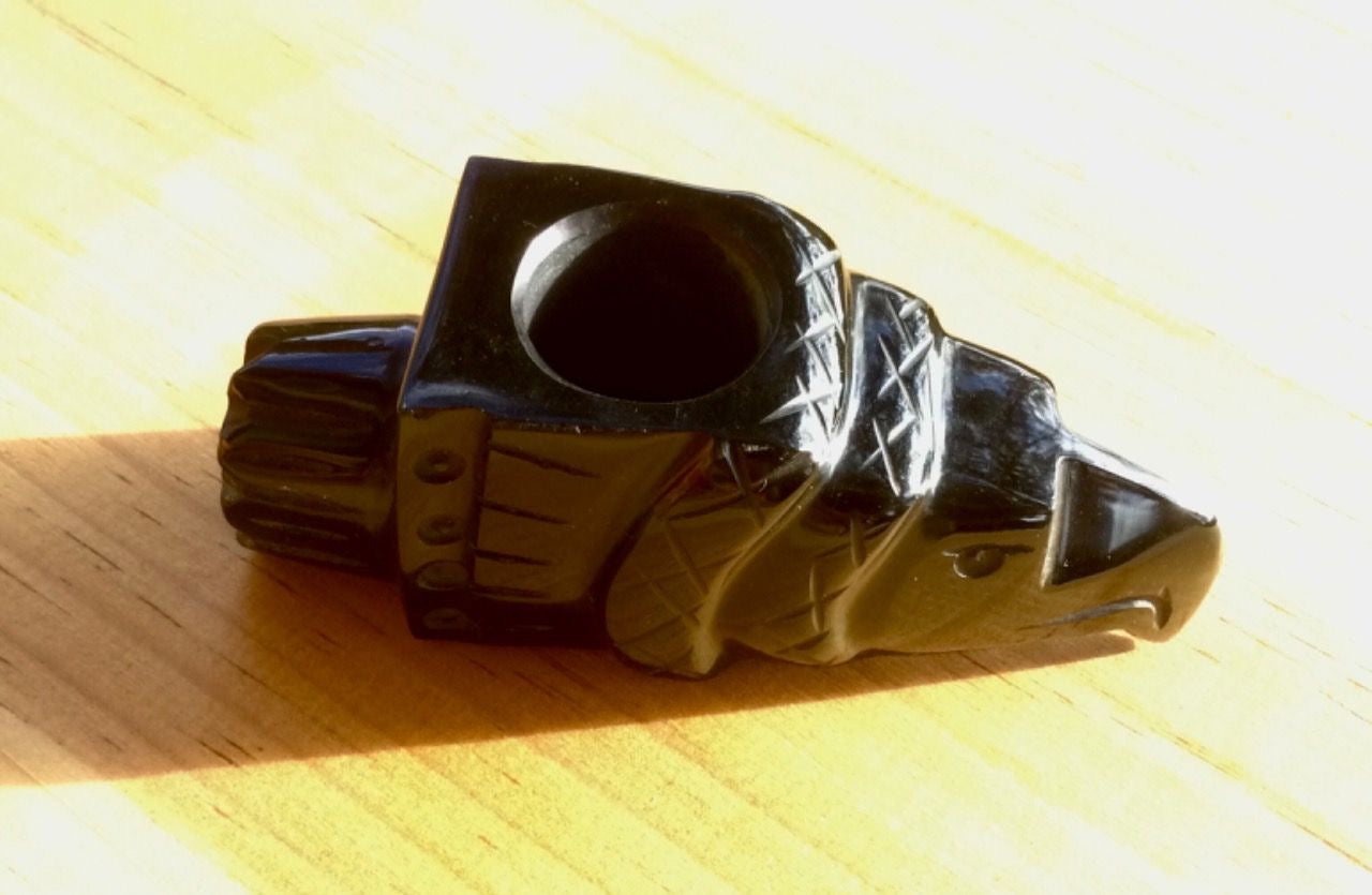 Eagle ceremony Pipe carved in Mexican Obsidian- Art - Collection 2