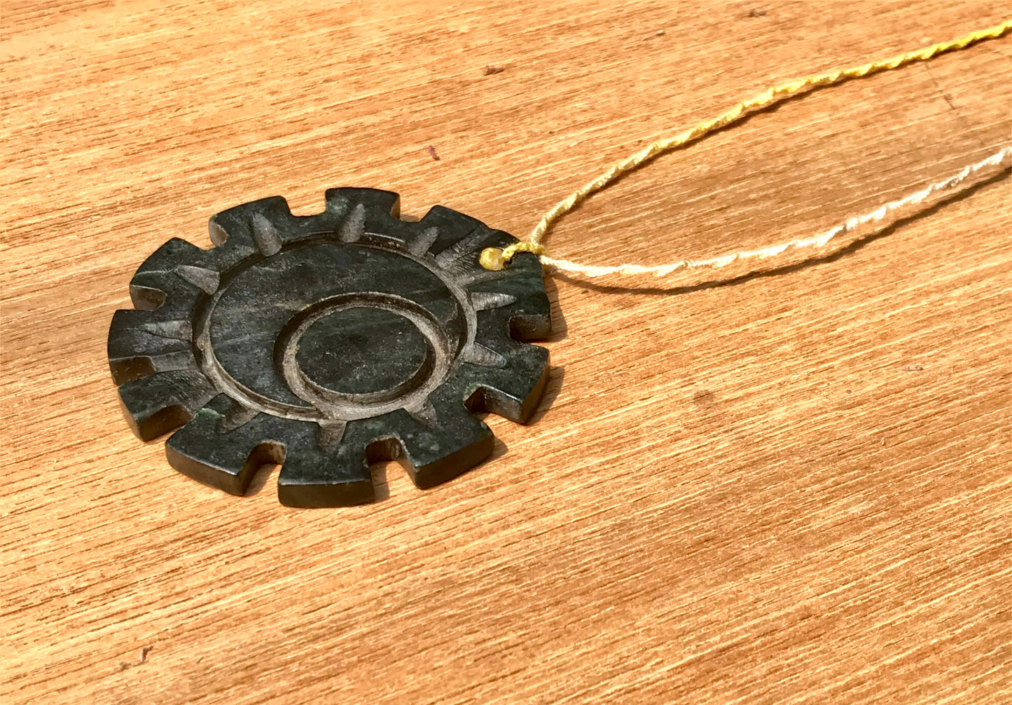 Moon Sun Symbol pendant necklace in Guatemalan jade style- serpentine stone Mexican jewelry