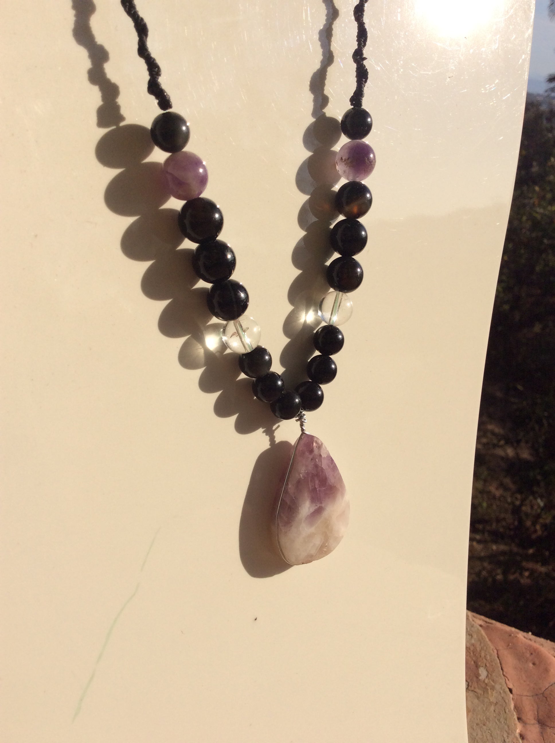 Amethyst & Obsidian Harmony Necklace: A Fusion of Calming Energy and Protective Power