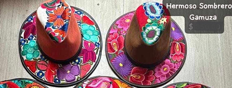 Handcrafted Mexican Sombrero - flowers design, Embroidered Hat - Artisanal Craftsmanship - 3 Sizes (Small, Medium, Large)