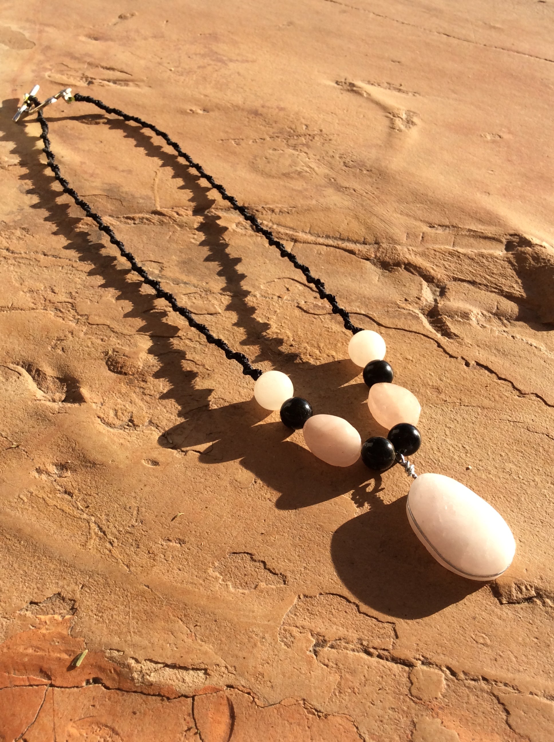 Rose Quartz & Obsidian Balance Necklace: A Blend of Love Energy and Protective Strength
 - Jewelry for Women - Handmade Gift for her