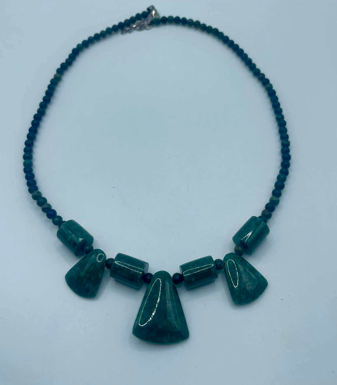 Authentic Guatemalan Jade Pendant Necklace with Green Jaspe beads - Mayan Mexican Jewelry gemstones