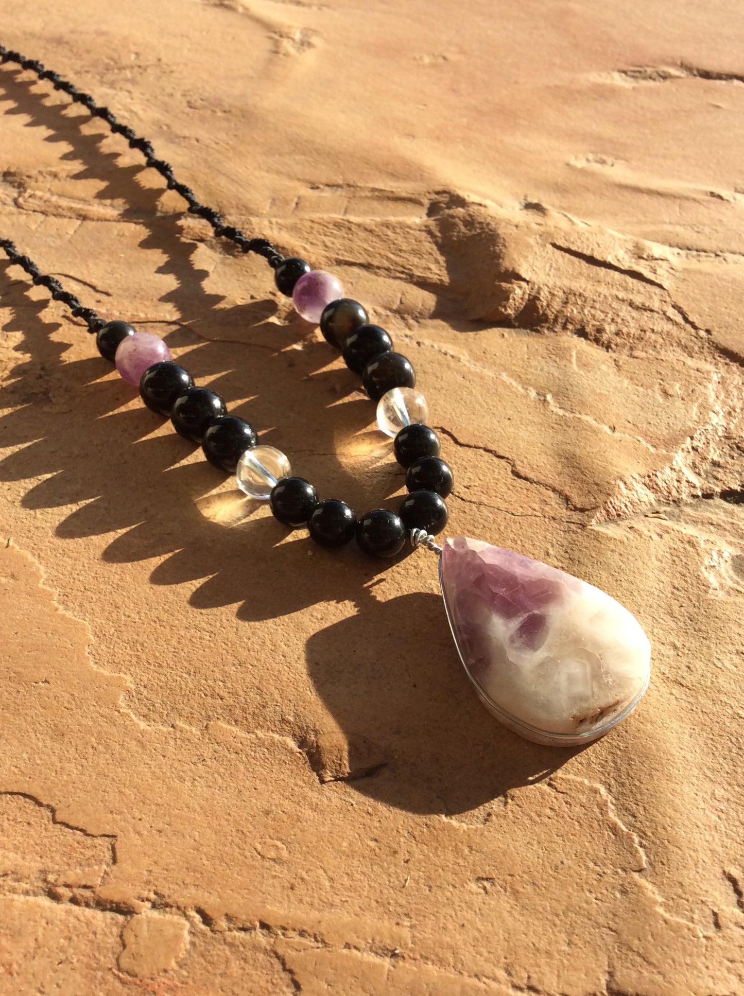 Amethyst & Obsidian Harmony Necklace: A Fusion of Calming Energy and Protective Power