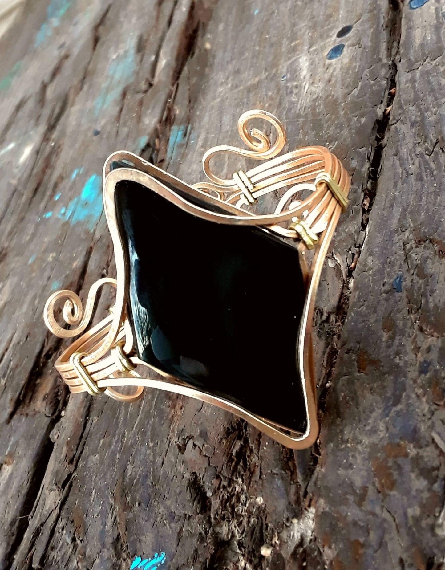 Collier ras du cou en obsidienne mexicaine - Pendentif de style bohème