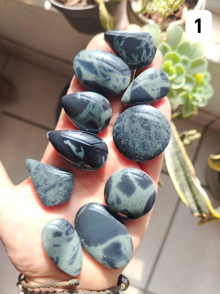 Obsidian Spider Web Cabochons Lot - Natural Mexican Obsidian 