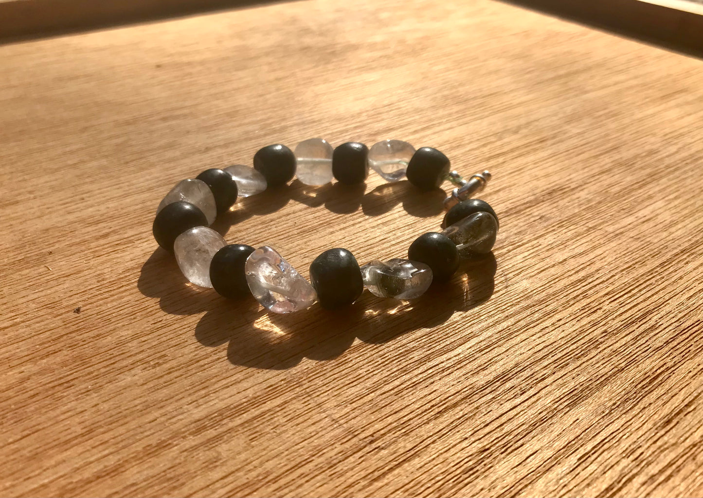 Mayan Jewelry Bracelet like Ancient Guatemalan Jade style with serpentine and natural Crystal Quartz