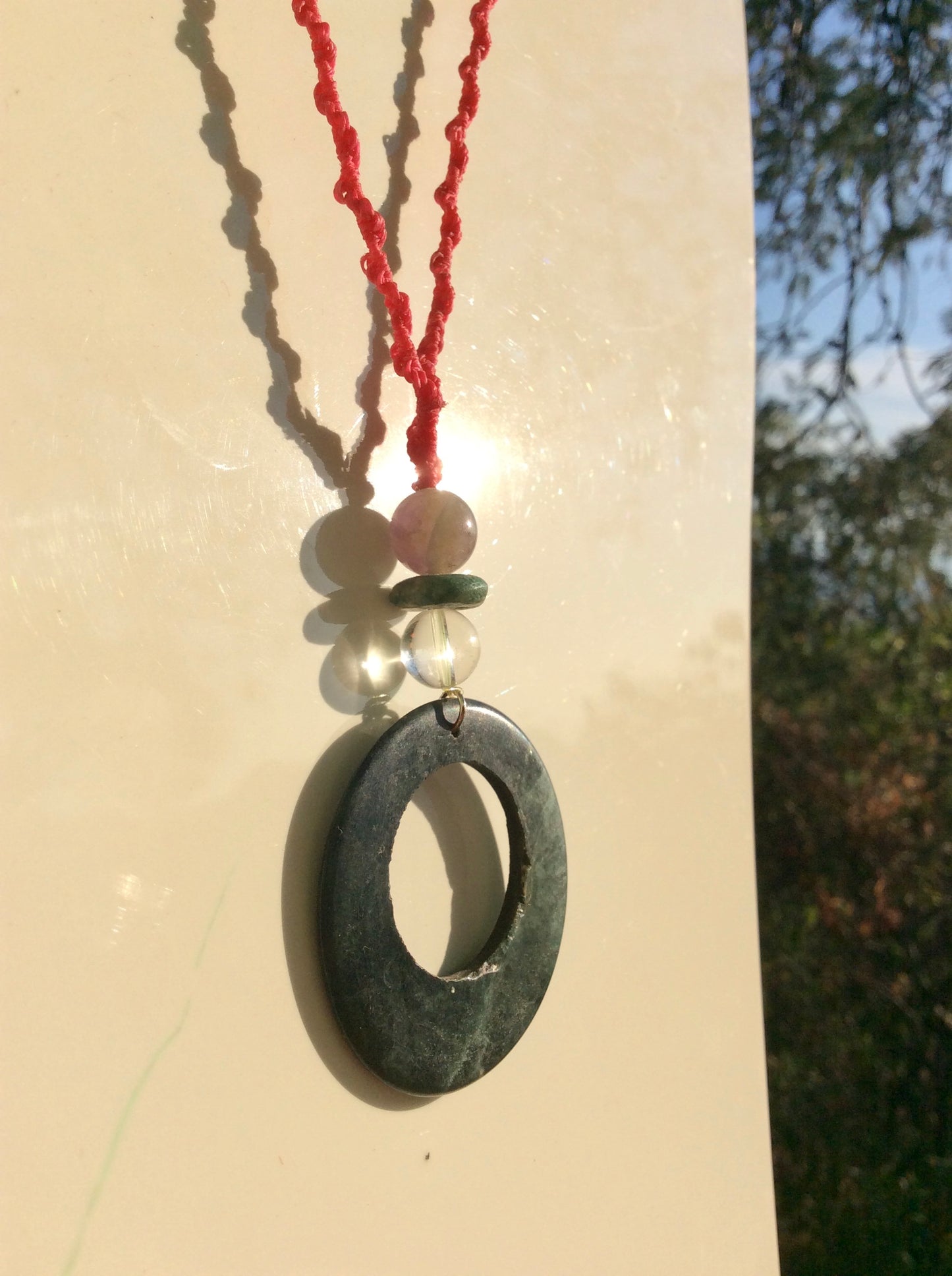 Hoop Stone Pendant - Guatemalan Jade style - Serpentine Stone