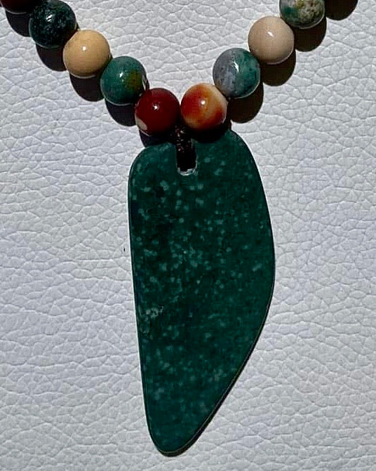 Authentic Guatemalan Jade Pendant Necklace with Agate beads and guatemalan jade tubes - Mayan Handmade Jewelry