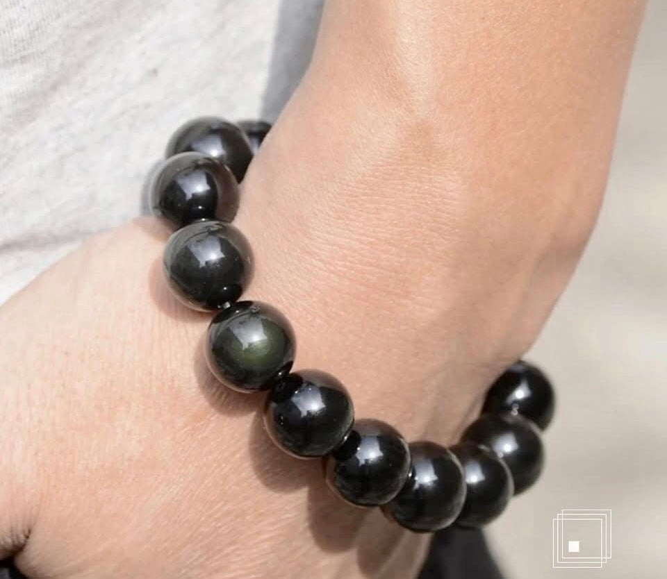 bracelet de perles d'obsidienne arc-en-ciel