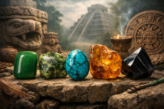 Guide to the 5 Sacred Pre‑Hispanic Stones: Jade, Serpentine, Turquoise, Amber & Obsidian