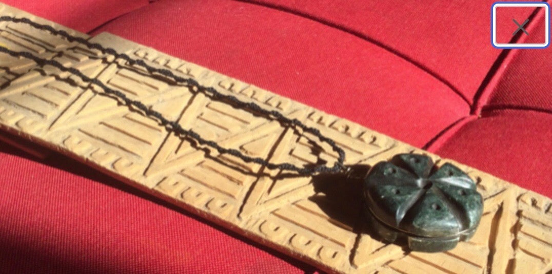 Peyote Pendant carved- Guatemalan jade style serpentine stone - Hikuri sacred Mexican cactus crafted