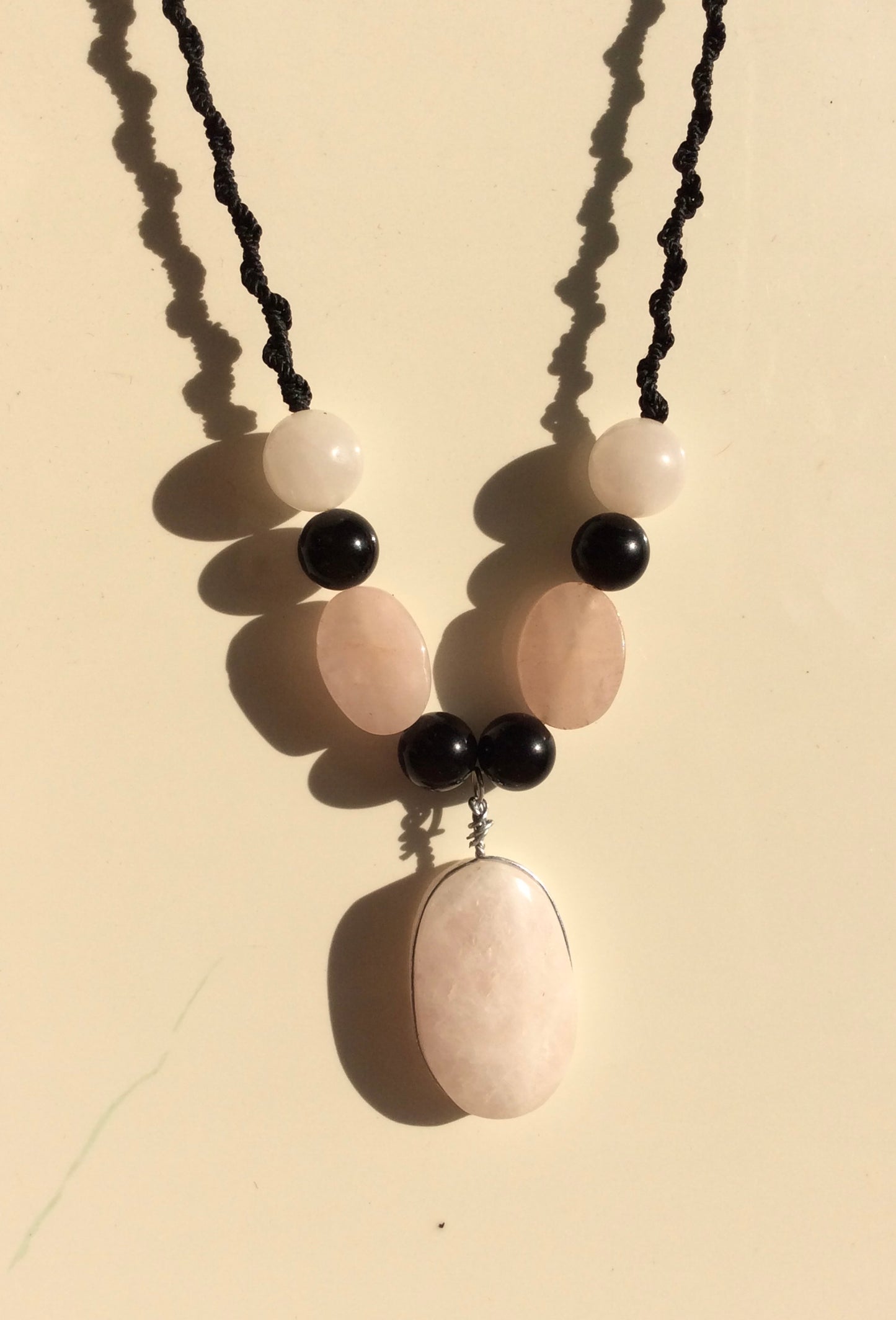 Rose Quartz & Obsidian Balance Necklace: A Blend of Love Energy and Protective Strength
 - Jewelry for Women - Handmade Gift for her