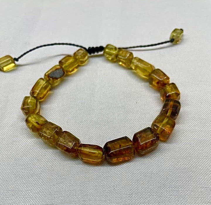 Genuine Mexican Amber faceted beads bracelet from Chiapas- Mayan Jewelry