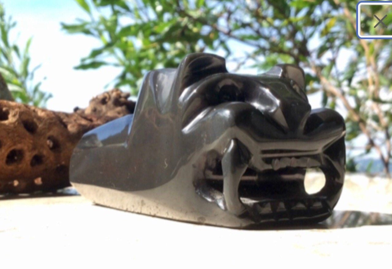 Aztec Jaguar ceremony Pipe carved in Mexican Obsidian- Art - Collection 2