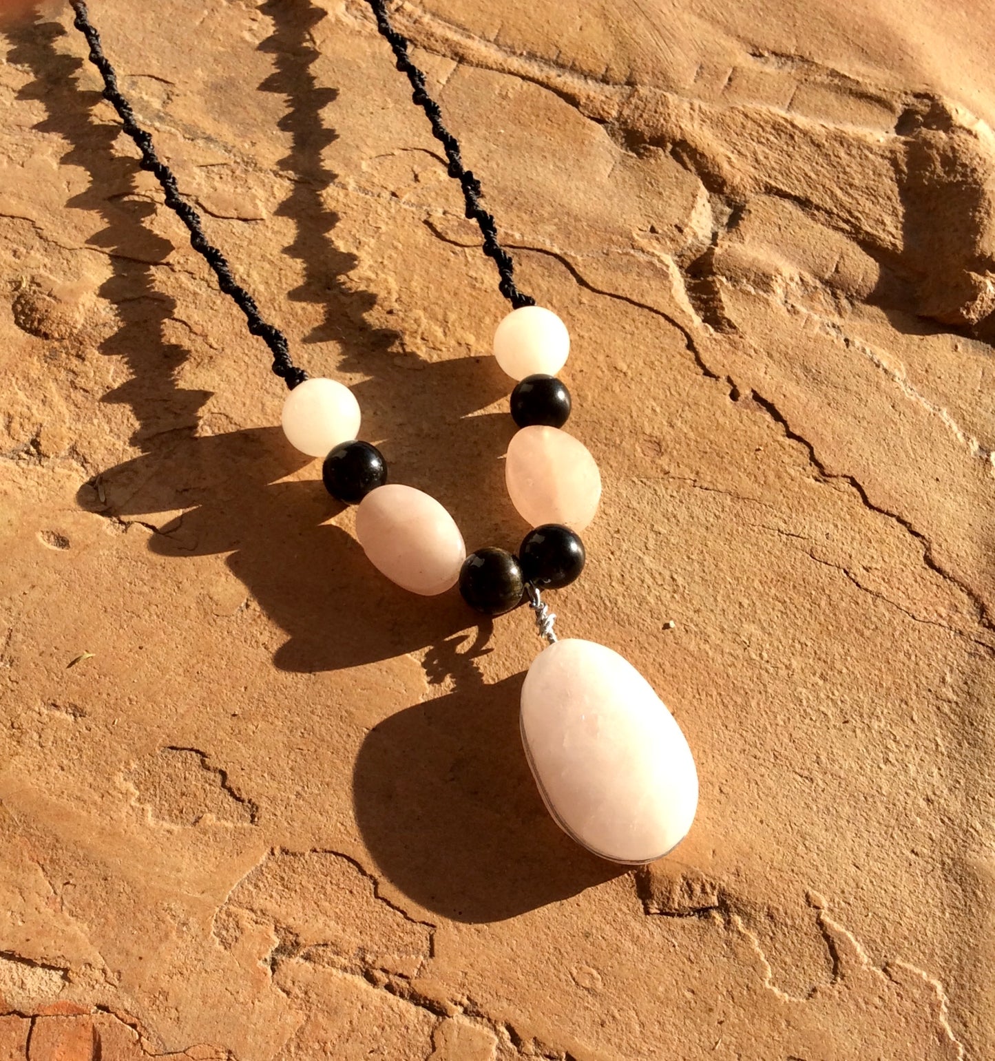 Rose Quartz & Obsidian Balance Necklace: A Blend of Love Energy and Protective Strength
 - Jewelry for Women - Handmade Gift for her