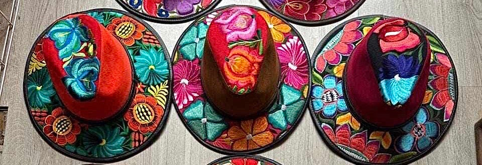 Handcrafted Mexican Sombrero - flowers design, Embroidered Hat - Artisanal Craftsmanship - 3 Sizes (Small, Medium, Large)