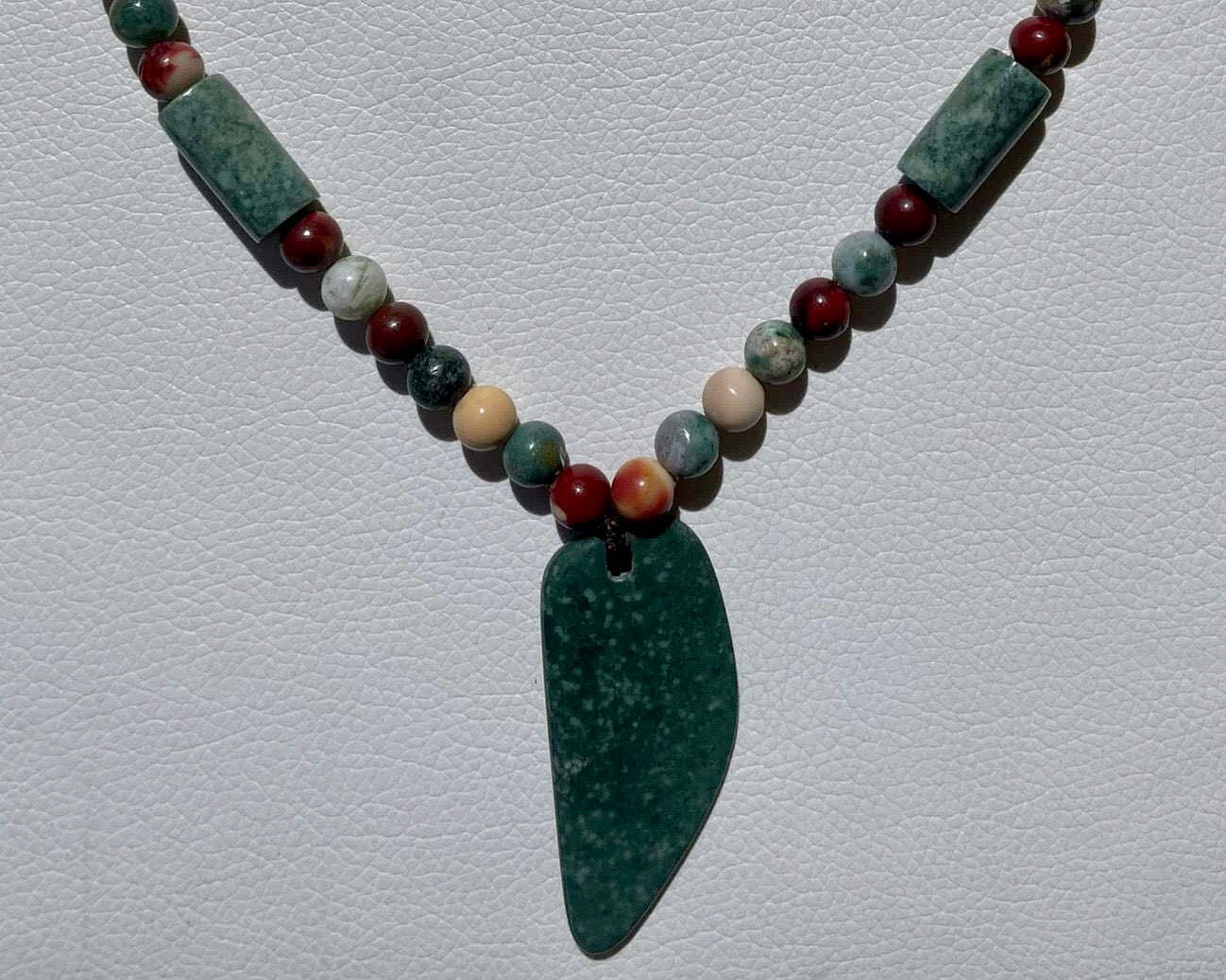 Authentic Guatemalan Jade Pendant Necklace with Agate beads and guatemalan jade tubes - Mayan Handmade Jewelry