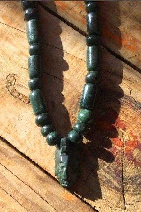mexican pakal pendant handmade gemstone necklace