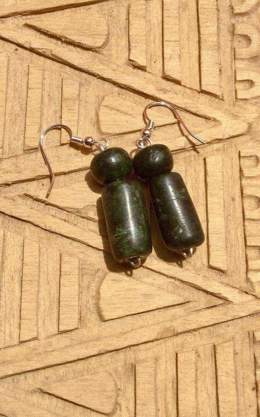 Guatemalan jade Serpentine Earrings Nature Mayan jewelry dark green