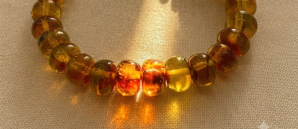 Bracelet de perles d'ambre mexicain I | Ambre du Chiapas | Bijoux Mayas faits main