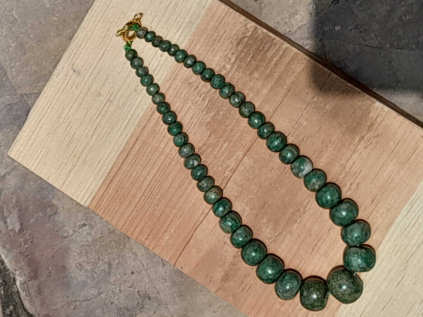 Guatemalan Jade crescent Beads Necklace - Guatemalan Jadeite, Guatemalita Jewelry Precolombian style