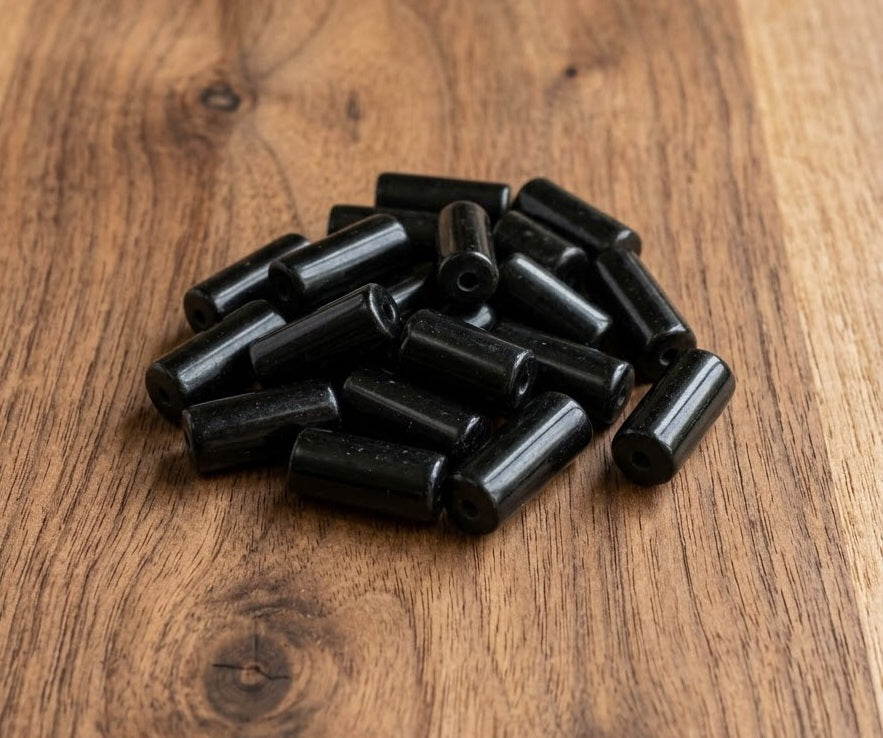 Guatemalan Black Jade Tube Beads | Premium Quality | x2 ×4 | 20mm | 10mm diameter | Jewelry Making Supplies