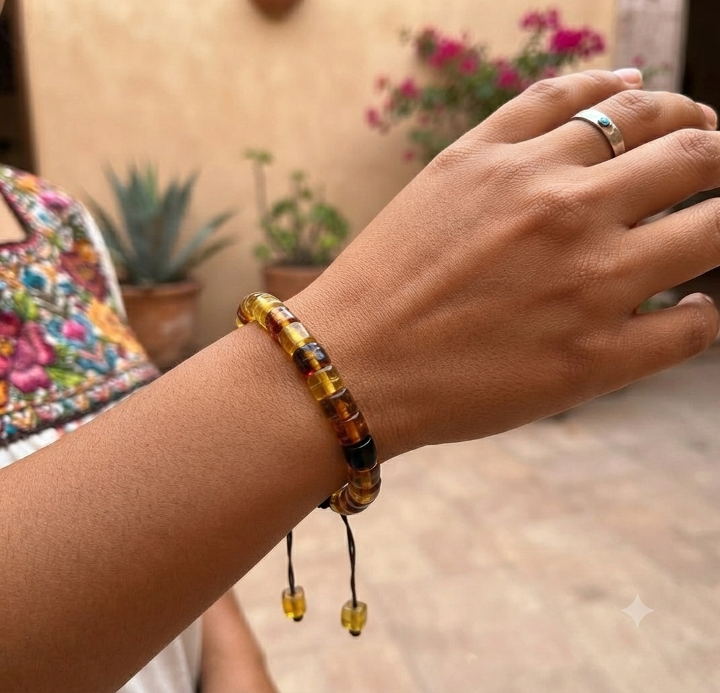 Mexican Amber Beads Bracelet V | Chiapas Amber | Handcrafted Mayan Jewelry