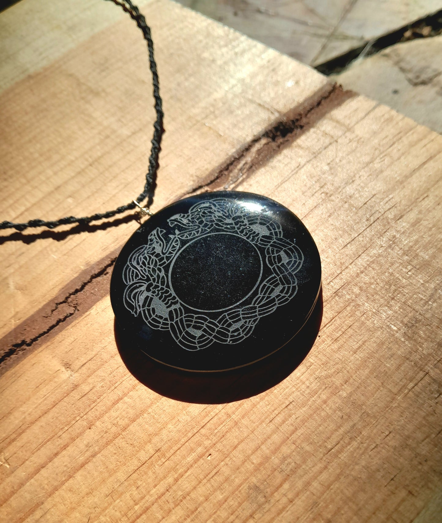 Quetzalcoatl, Kukulkan, Feathered serpent Pendant 5cm crystal black obsidian, Mexican prehispanic Precolombian jewelry
