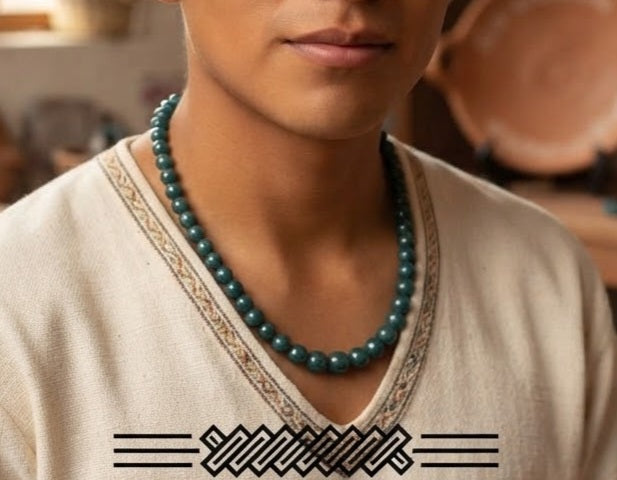 Rare Olmec blue Guatemalan Jade Necklace | 60 Authentic Jade Beads | 8mm | Pre-Columbian Mayan Jewelry