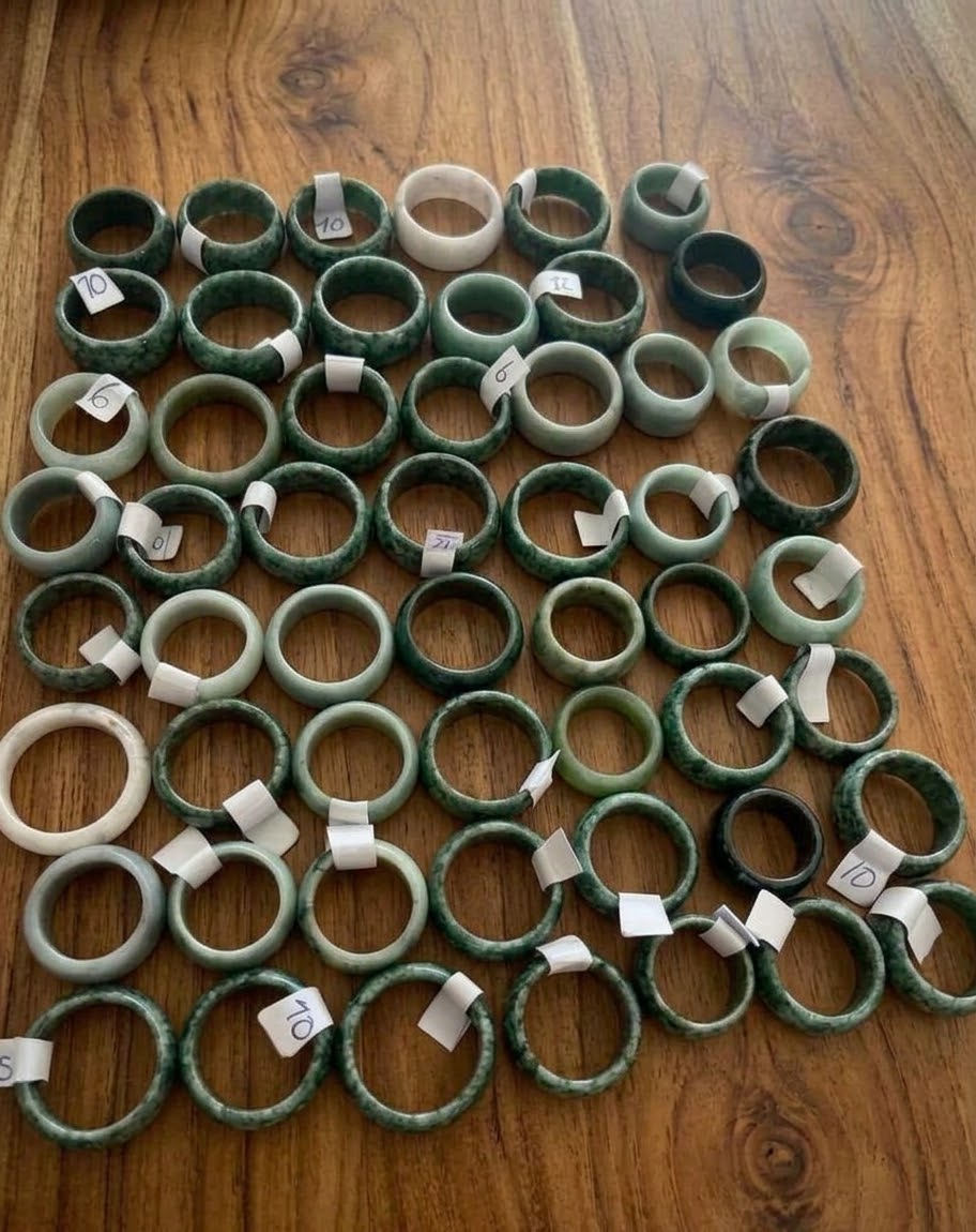 Guatemalan Jade Ring | Sizes 5-13 | White, Light Green & Dark Green | Mayan Sacred Stone Jewelry