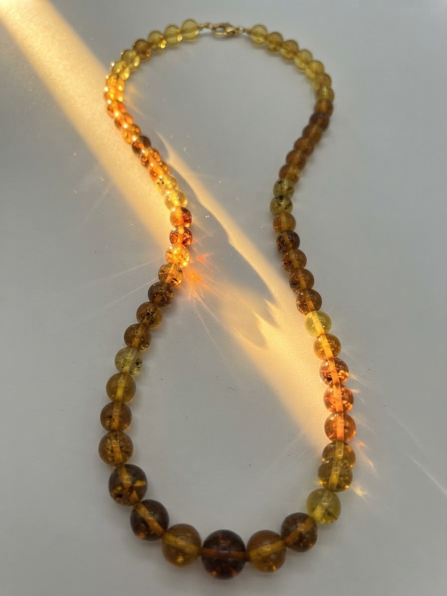 Chiapas Amber Necklace | 10mm Round Beads | 55cm | Mexican Jewelry