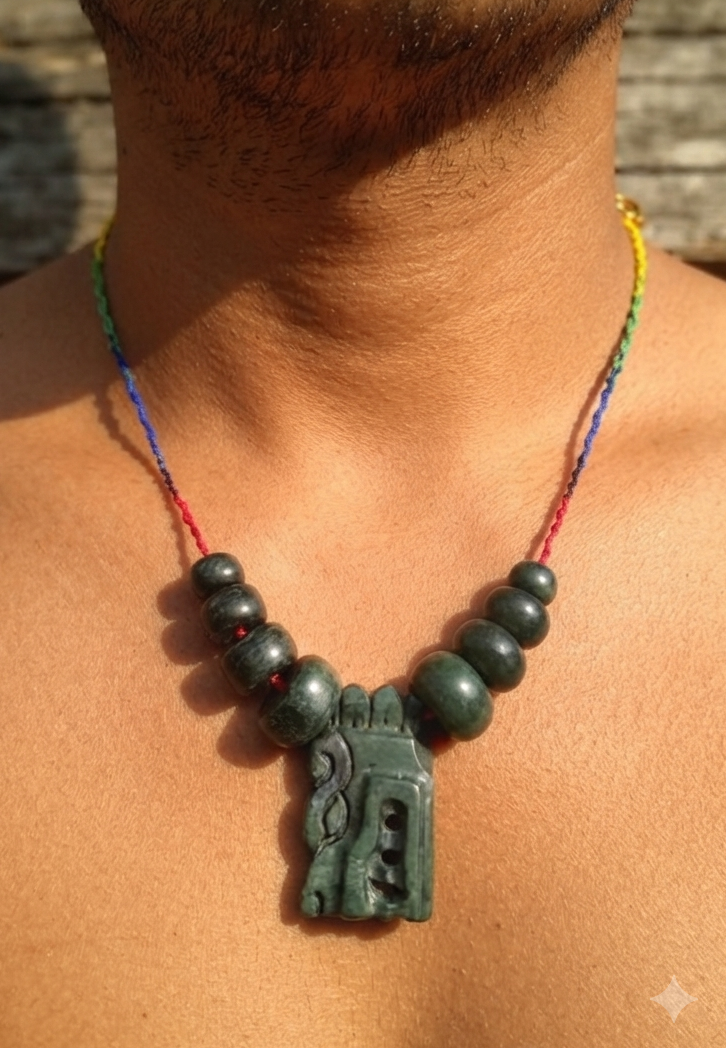 Quetzalcoatl Pendant Necklace | Kukulkan Feathered Serpent | Guatemalan Jade Style Serpentine | Mayan Aztec Jewelry