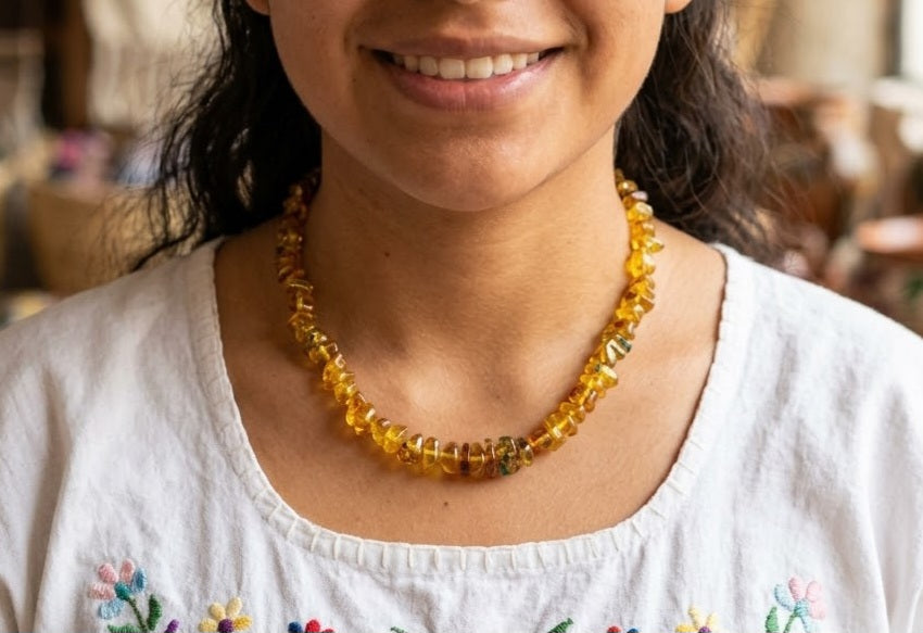 Mexican Amber Necklace | Genuine Chiapas Amber | Handcrafted Mayan Artisan Jewelry