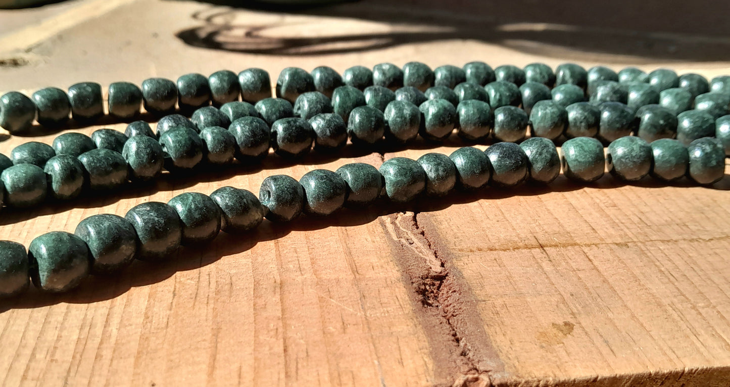 Guatemalan Jade Style Beads | Dark Green Serpentine Stone | Mayan Gemstone Beading Supplies