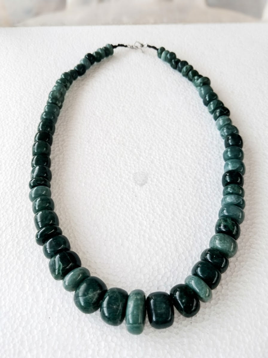 Guatemalan Jade Necklace |Premium Quality | Guatemalita Jadeite Crescent Beads | artesanal craftsmanship Rare Mayan Pre-Columbian Jewelry