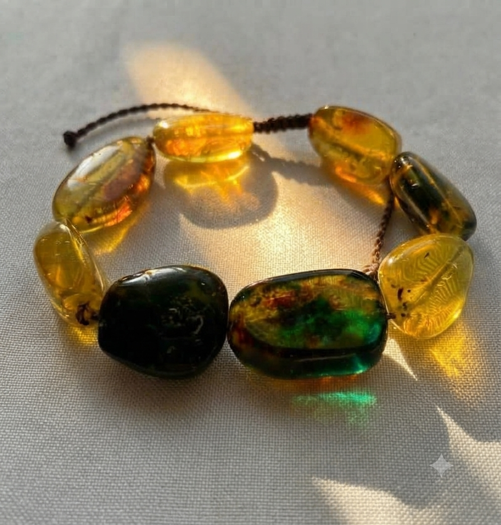 Pulsera de cuentas de ámbar mexicano | Ámbar de Chiapas | Joyería maya artesanal