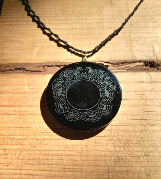 Quetzalcoatl Pendant | Kukulkan Feathered Serpent | Black Mexican Obsidian | Mayan Aztec Jewelry
