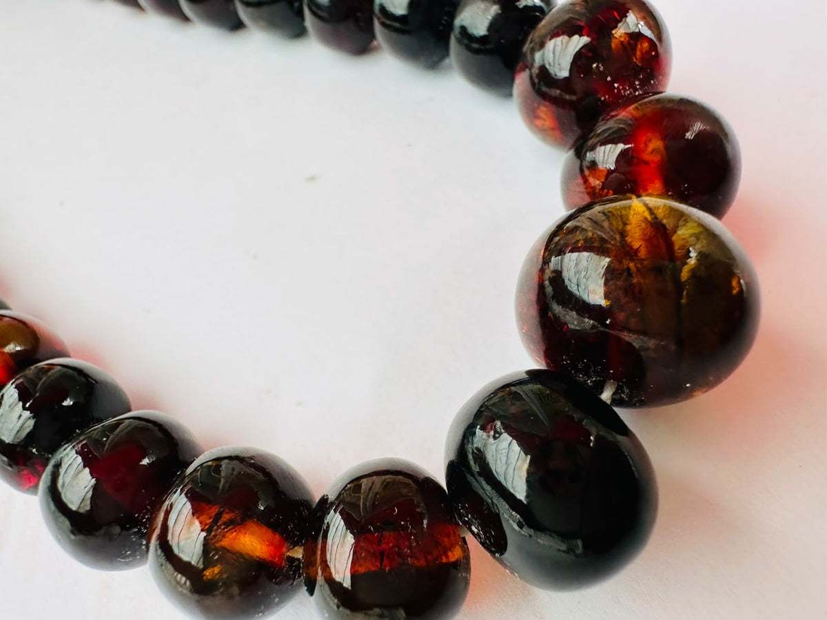 Rare Red Chiapas Amber Necklace | Graduated Beads up to 15mm | One of a Kind