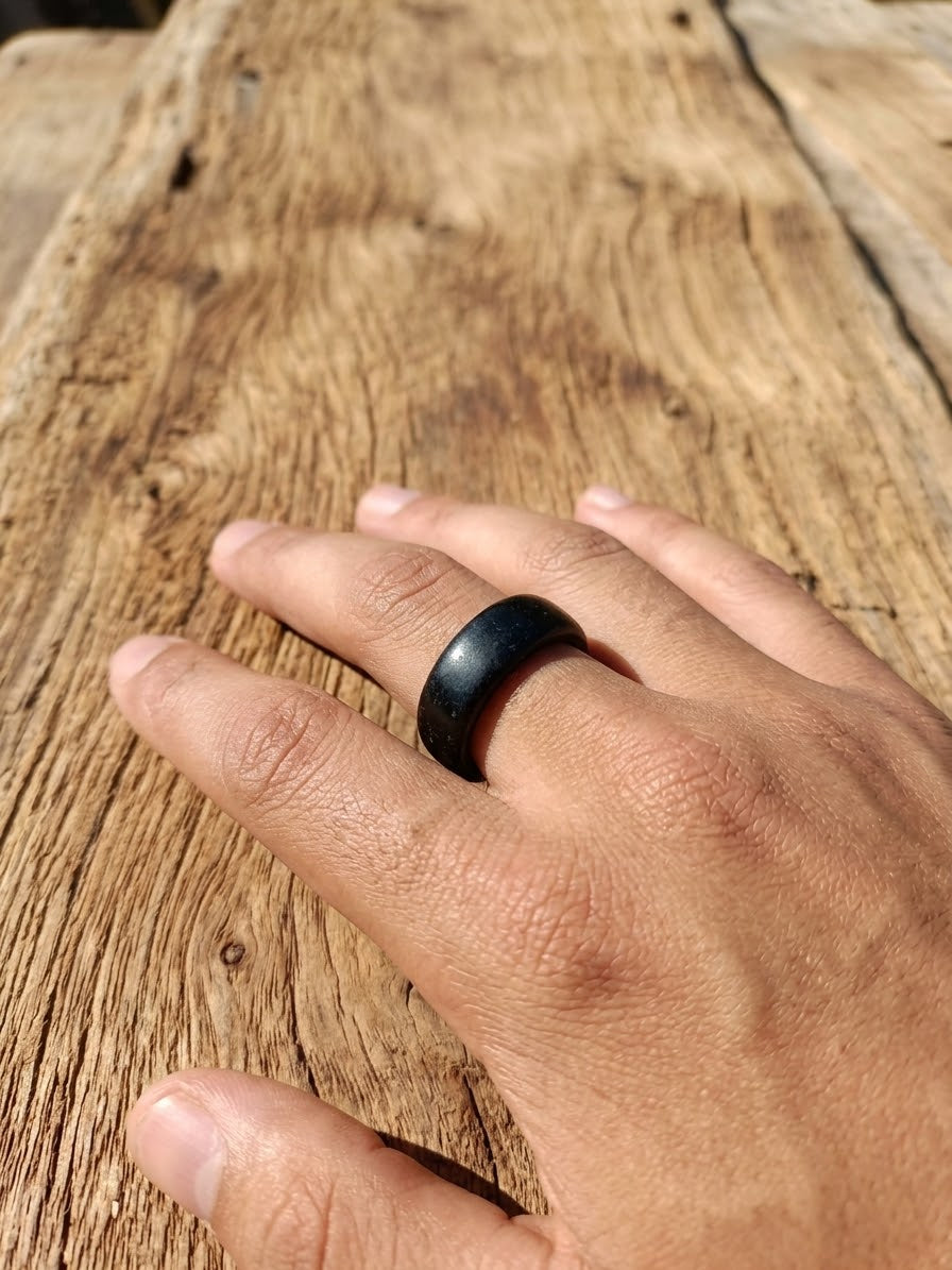 Black Guatemalan Jade Ring | Sizes 5-13 | Mayan Sacred Stone Jewelry